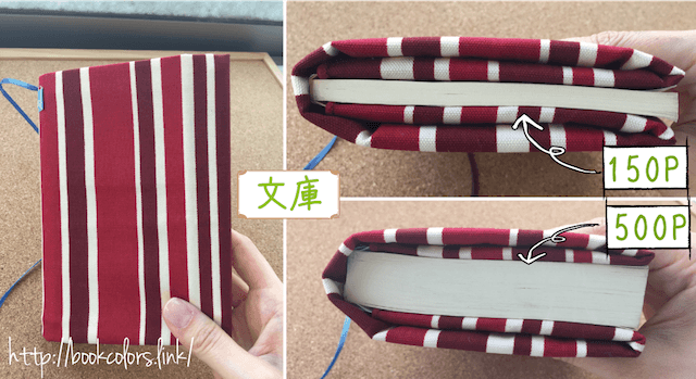 ベアハウスのブックカバーを文庫本に装着した画像